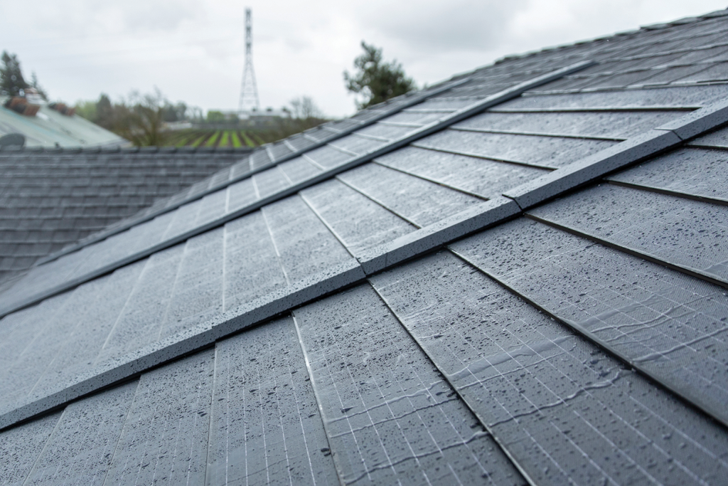 GAF Timberline Solar shingles installed on a roof.